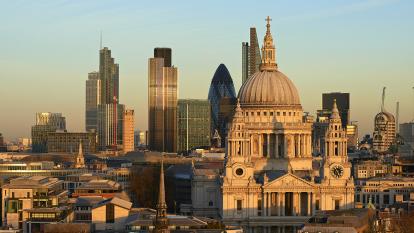St. Paul’s Cathedral and the City of London at sunset